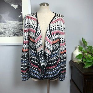 NIC+ZOE geo stripe drape cardigan Sz XL